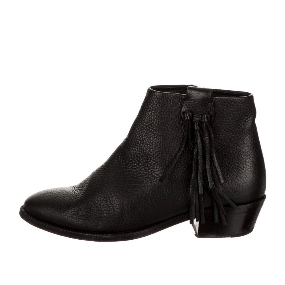 Valentino Black Leather Ankle Boots with Tassels